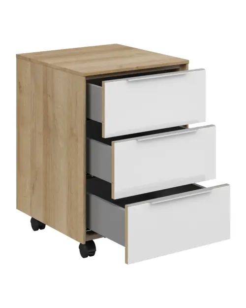 Cajonera de oficina Nevada 40 cm con 3 cajones roble riviera