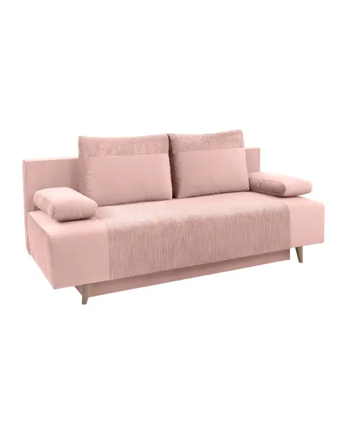 Sofa rozkładana trzyosobowa Leon z pojemnikiem, różowa