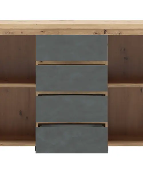 Cómoda Larios 143 cm con 2 puertas y 4 cajones roble artisan/matera