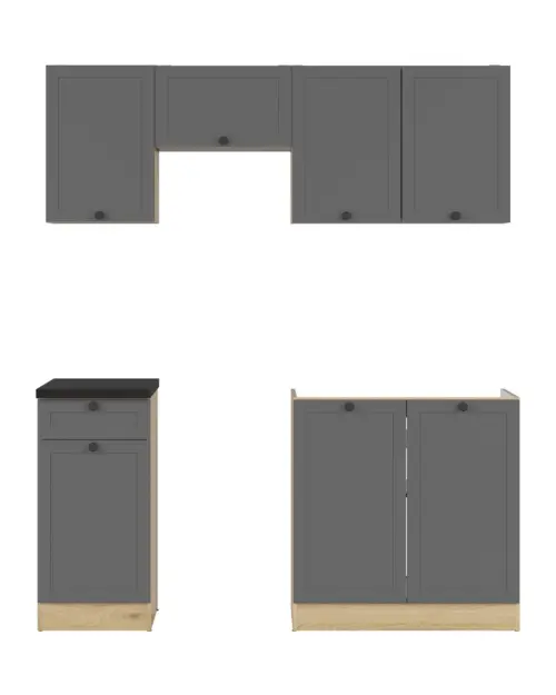 Conjunto de cocina Junona Line 170 cm grafito con encimera