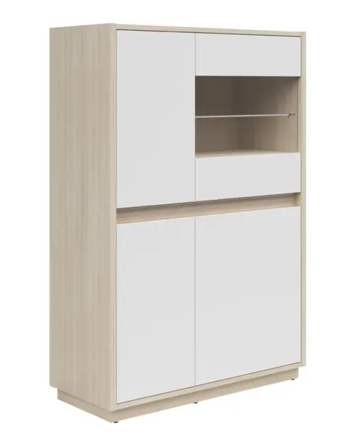 Vitrina Kim con 4 puertas roble riva claro/blanco