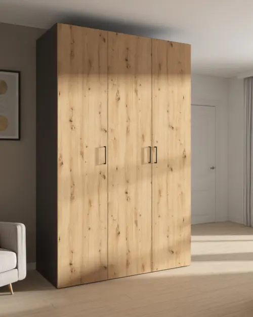 Szafa modułowa Flex 150 cm z 3 drzwiami grafit/dąb artisan