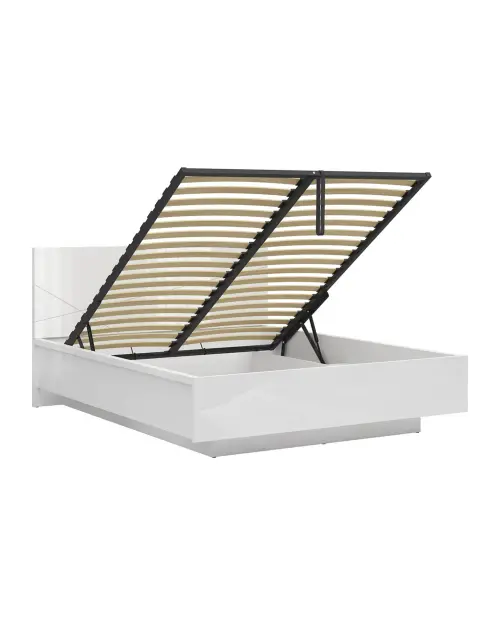 Cama Forn 160x200 con somier y contenedor blanco brillo