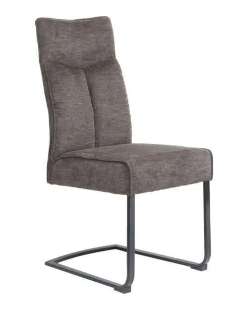 Upholstered chair Buffy brown on black sled base