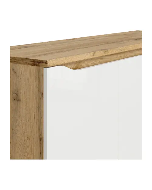 Aparador Nuis 135 cm de tres puertas roble wotan/blanco brillo