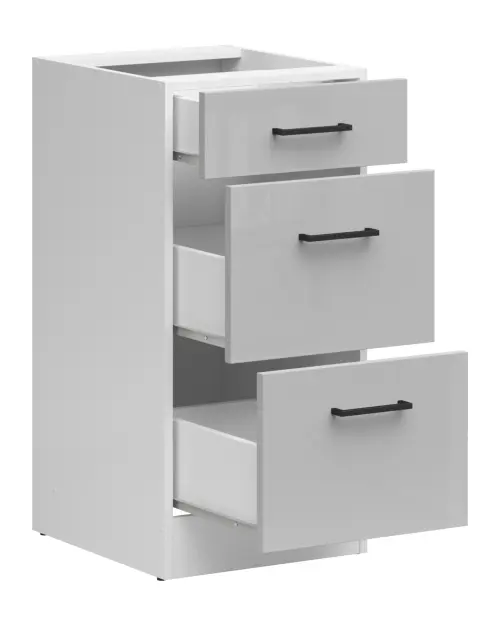 Armario de cocina inferior Junona Line 40 cm con cajones gris claro brillo
