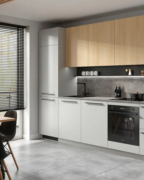 Iluminación LED con estante de 225 cm para cocina Milino negro