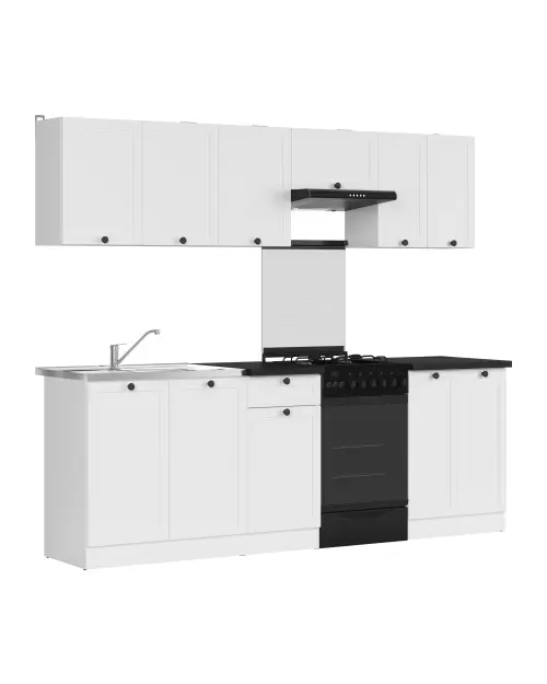 Conjunto de cocina Junona Line 230 cm blanco con encimera