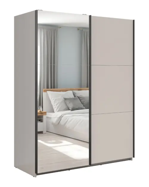 Armario de puertas correderas Tetrix 153 cm con espejo cachemira