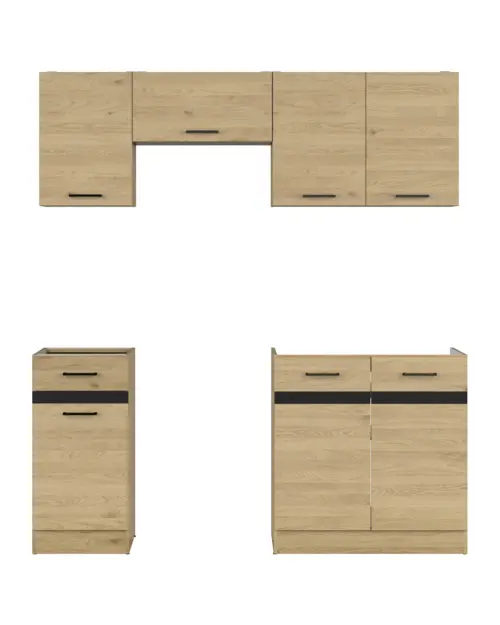 Conjunto de cocina Junona Line 180 cm roble bernstein sin encimera