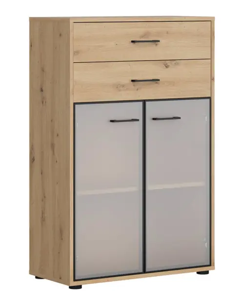 Estantería Space Office 80 cm con 2 puertas y 2 cajones roble artisan