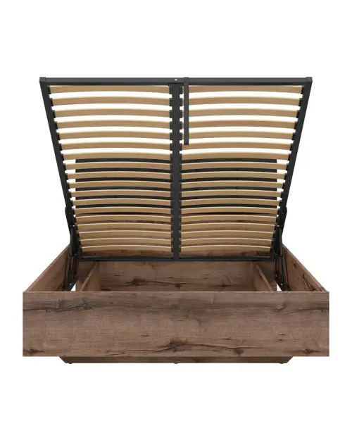 Cama Kassel B1 140x200 con somier y contenedor roble monastery