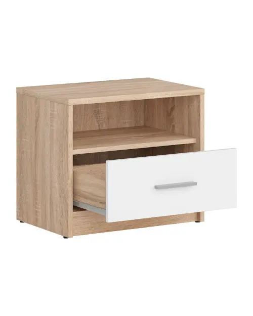 Mesita de noche Nepo Plus 49 cm con cajón roble sonoma/blanco