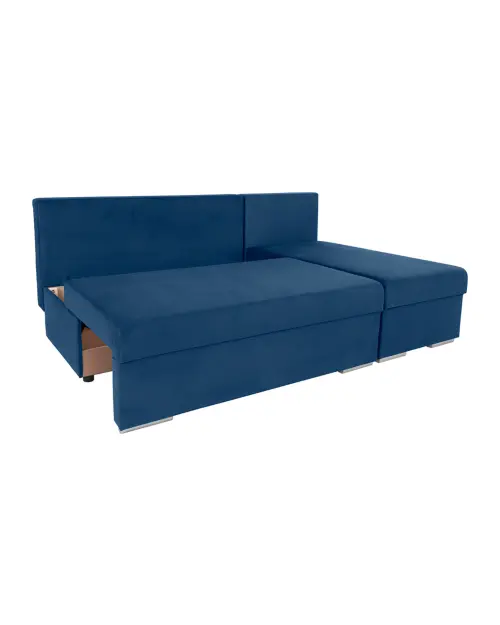 Универсальный угловой диван Laro раскладной с ящиком для белья темно-синий
