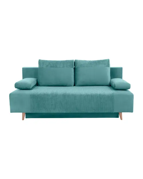 Sofá de tres plazas Leon convertible con arcón turquesa