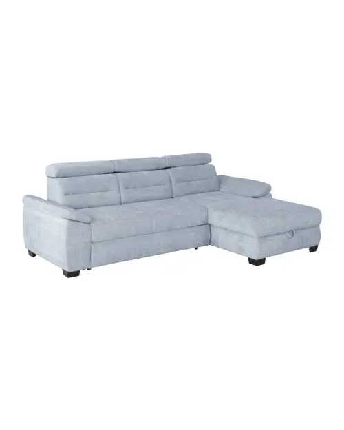 Угловой диван правосторонний Aguda раскладной с ящиком синий