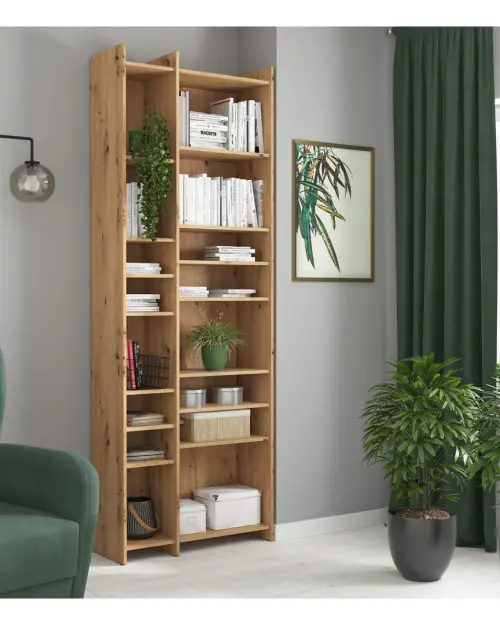Estantería Benny 60 cm con 14 estantes roble artisan