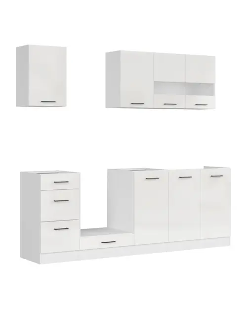 Conjunto de cocina Junona Line 220 cm tiza brillo