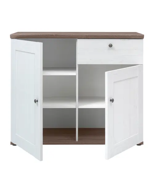 Cómoda Stockholm 103 cm con 2 puertas y un cajón pino andersen blanco/roble sonoma oscuro