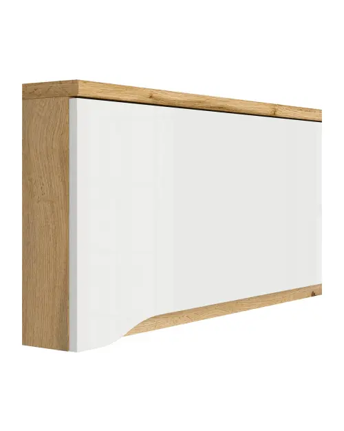 Armario colgante Nuis 135 cm abierto roble wotan/blanco brillo