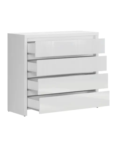 Chest of drawers Larios 105 cm with 4 drawers white gloss