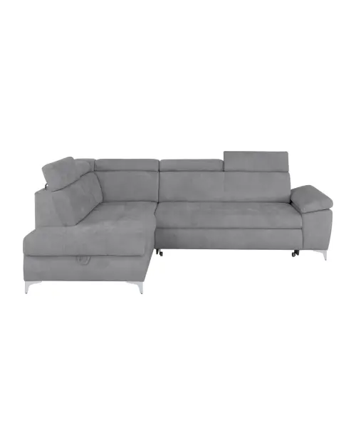 Left-hand corner sofa Raul pull-out with storage grey