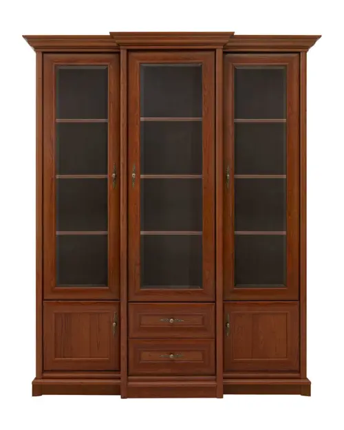 Vitrina Kent 168 cm con 5 puertas y 2 cajones castaño