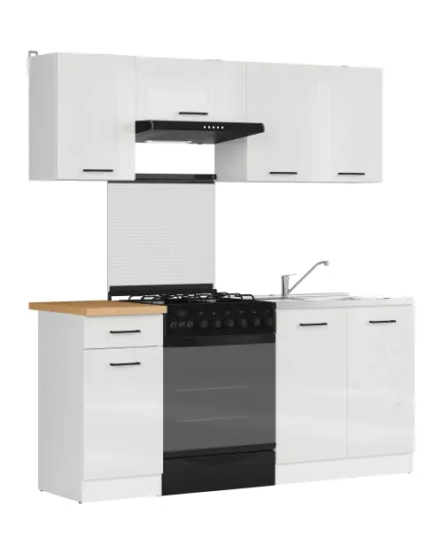 Zestaw kuchenny Junona Line 180 cm kredowy połysk z blatem