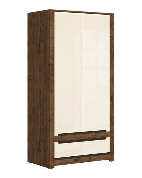 Шкаф двухдверный Ruso 104 см с ящиком дуб април/жемчужный глянец