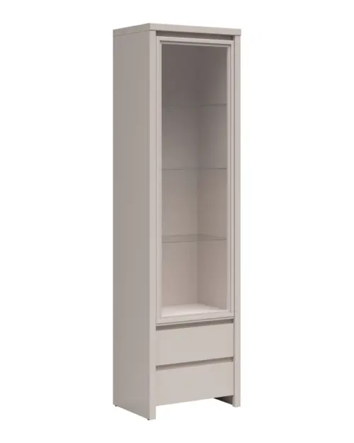Vitrina Kaspian 56 cm con puerta y 2 cajones cachemira