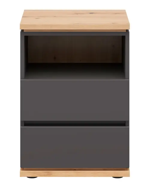 Mesita de noche Yamael 45 cm con cajones grafito