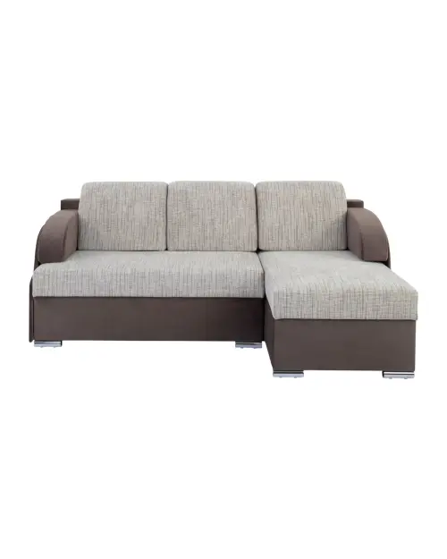 Sofá rinconera universal Merin con función de cama y 2 arcones marrón