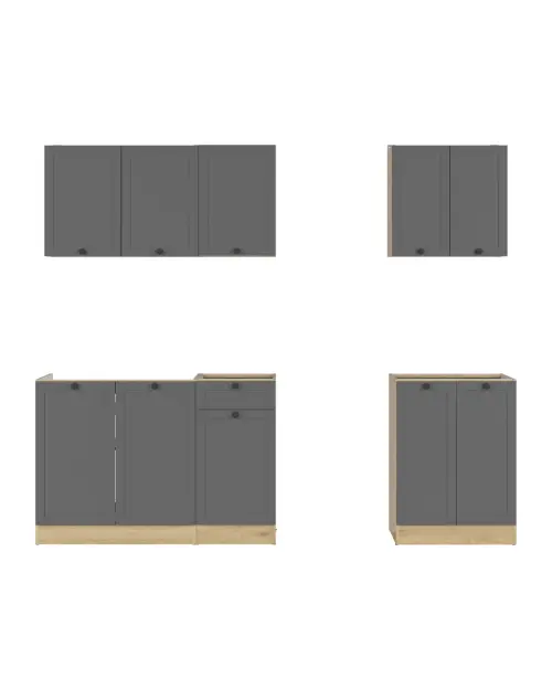 Conjunto de cocina Junona Line A 180 cm grafito sin encimera