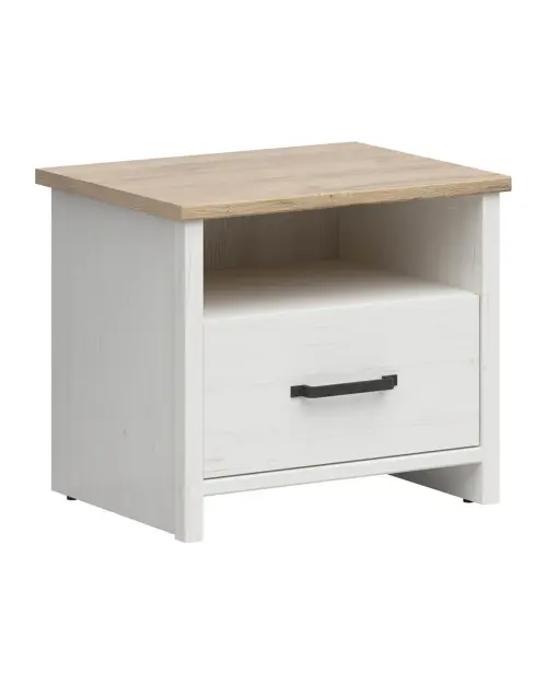 Mesita de noche Loksa 55 cm con cajón pino andersen blanco