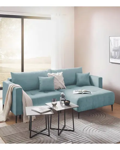 Universal corner sofa bed Ponty with storage mint