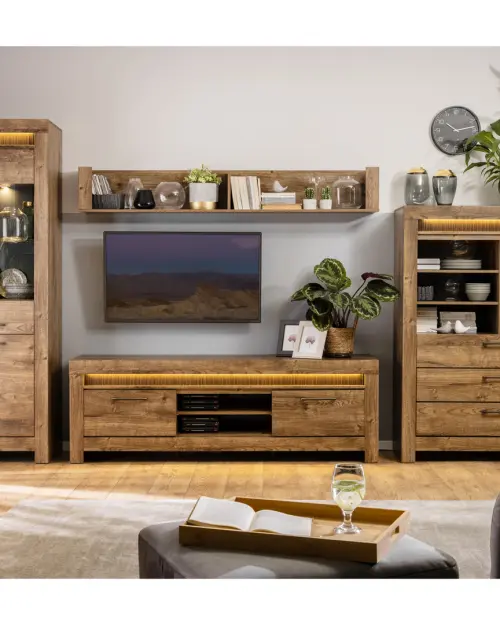 Mueble RTV Torin 180 cm con 2 puertas y estantes roble ribbeck