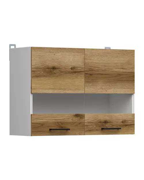 Armario de cocina superior Junona Line 80 cm de dos puertas con vitrina roble delano claro