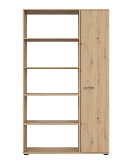 Estantería Space Office 120 cm con puertas y 5 estantes roble artisan