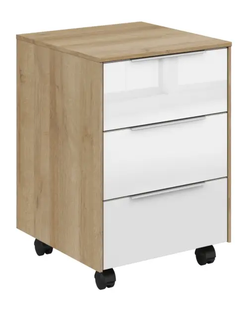 Cajonera de oficina Nevada 40 cm con 3 cajones roble riviera