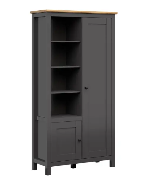 Estantería Hesen 106 cm con 2 puertas y 4 estantes grafito