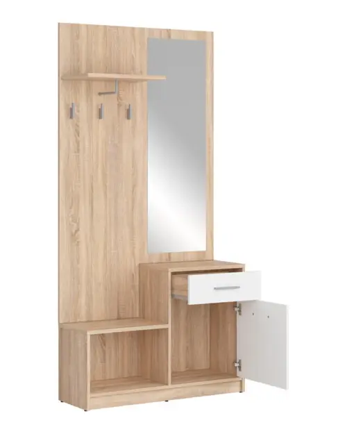 Set de recibidor Nepo Plus 90 cm roble sonoma/blanco