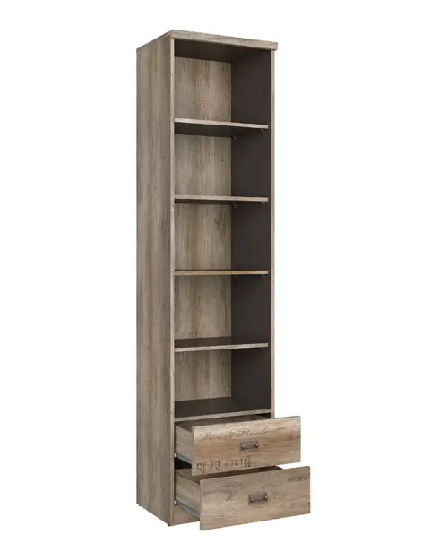 Malcolm 50 cm con 2 cajones y 5 estantes roble canyon monument