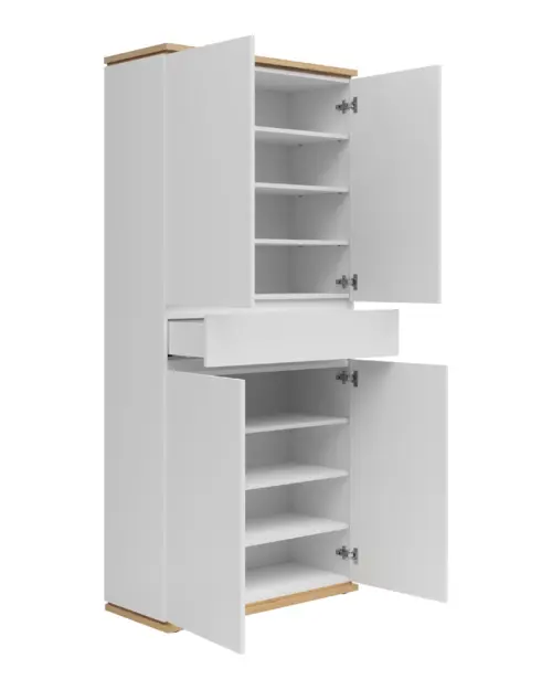 Estantería para pasillo Yamael 90 cm con 4 puertas y un cajón blanca