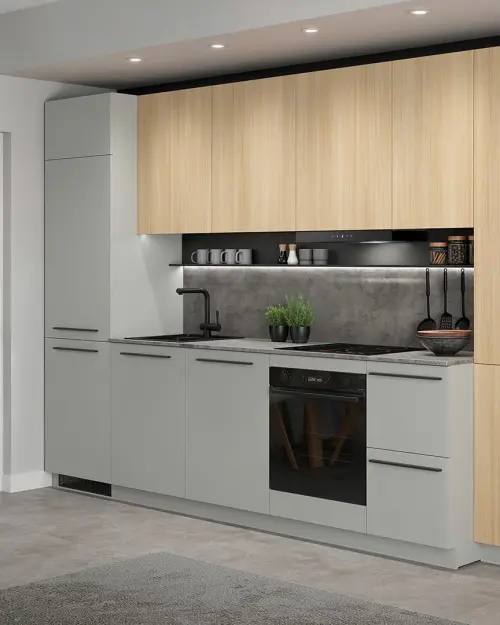 Conjunto de cocina Milino Medium B 332 cm gris/roble con encimera