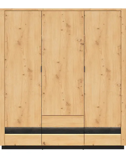 Three-door wardrobe Ostia 180 cm with drawers artisan oak/black oak