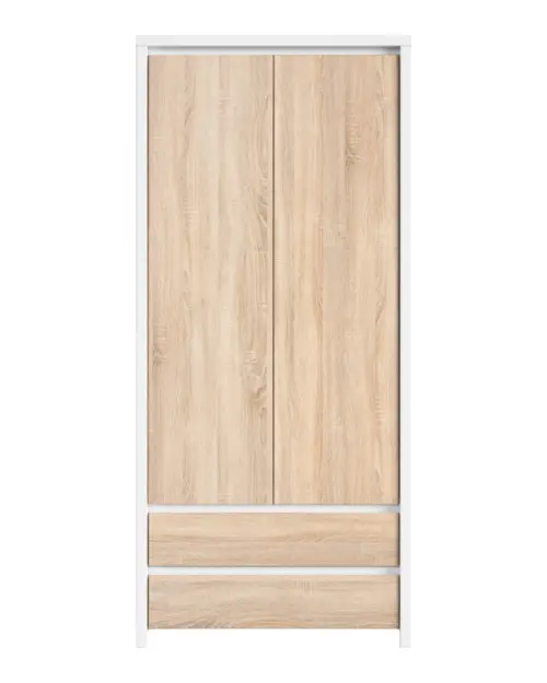 Шафа дводверна Kaspian 90 см з шухлядами білий/дуб сонома