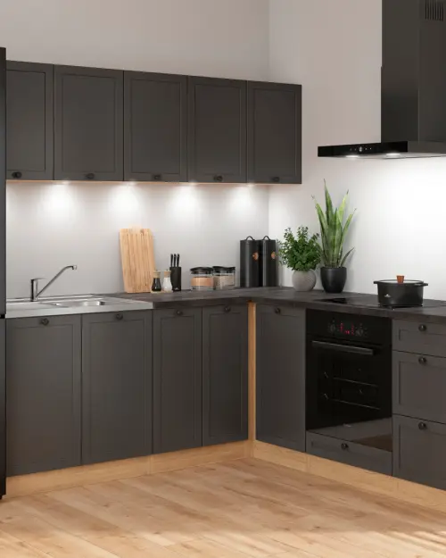 Conjunto de cocina de esquina Junona Line 200x200 grafito con encimera