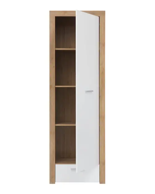 Estantería Balder 62 cm con puertas y cajón roble riviera/blanco brillo