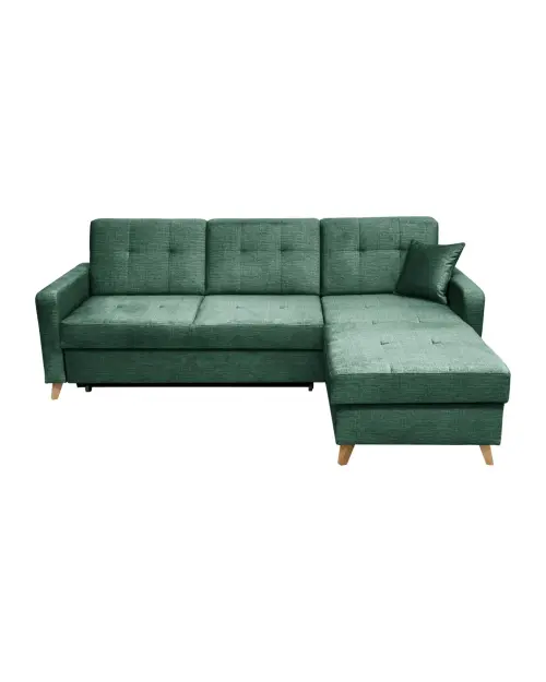 Universal corner sofa bed Lars with storage green velvet