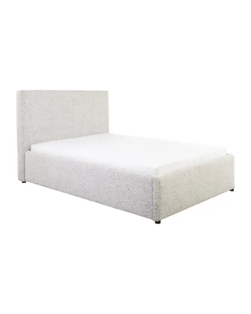 Cama tapizada Tripo 140x200 con somier y arcón beige